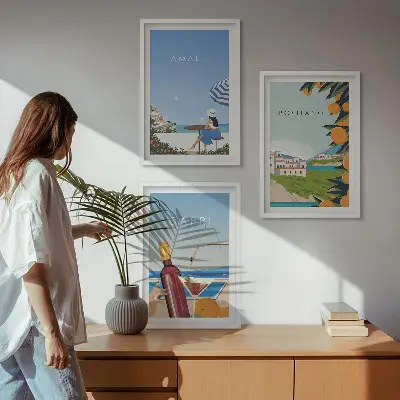 Schilderijenset Amalfi Positano en Capri set van wanddecoratie