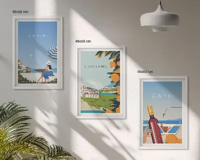 Schilderijenset Amalfi Positano en Capri set van wanddecoratie