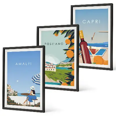 Schilderijenset Amalfi Positano en Capri set van wanddecoratie