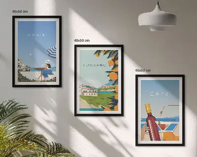 Schilderijenset Amalfi Positano en Capri set van wanddecoratie