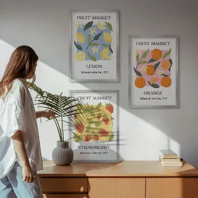 Fotowand posters met fruit van citroenen en aardbeien