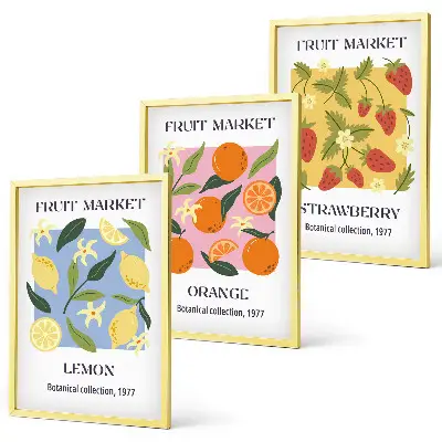 Fotowand posters met fruit van citroenen en aardbeien