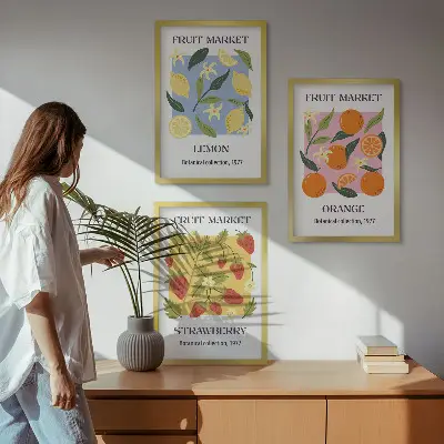 Fotowand posters met fruit van citroenen en aardbeien
