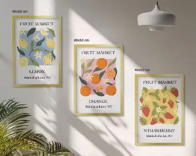 Fotowand posters met fruit van citroenen en aardbeien