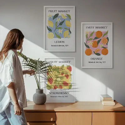 Fotowand posters met fruit van citroenen en aardbeien