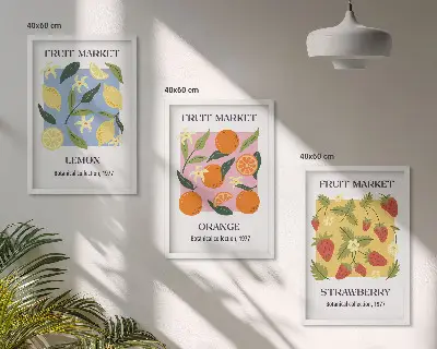 Fotowand posters met fruit van citroenen en aardbeien