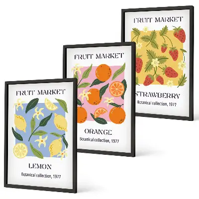 Fotowand posters met fruit van citroenen en aardbeien