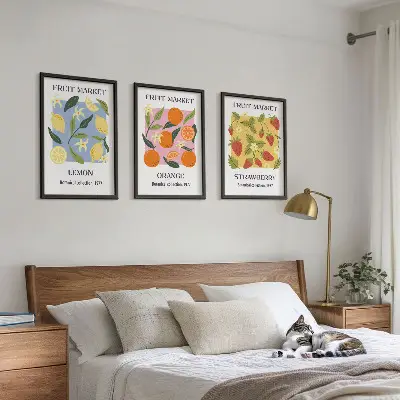 Fotowand posters met fruit van citroenen en aardbeien