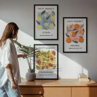 Fotowand posters met fruit van citroenen en aardbeien
