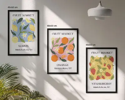 Fotowand posters met fruit van citroenen en aardbeien
