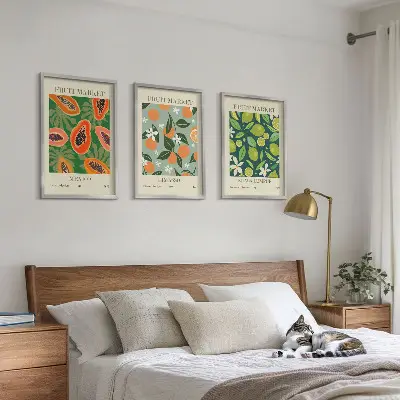 Fotowand vintage posters met fruitmotieven