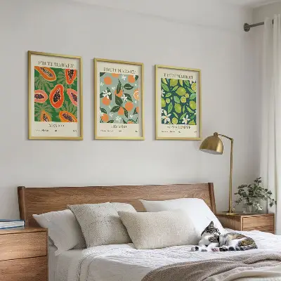 Fotowand vintage posters met fruitmotieven