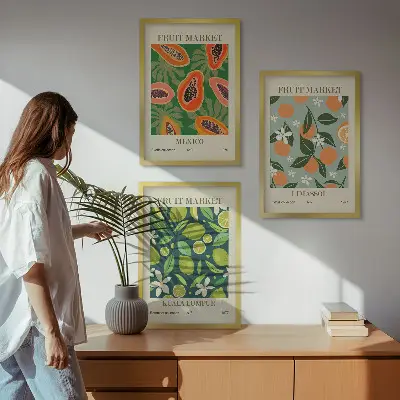 Fotowand vintage posters met fruitmotieven