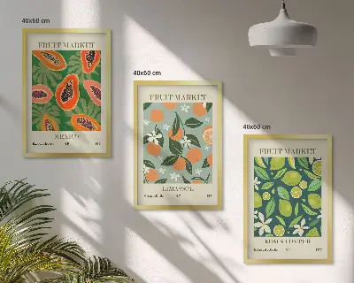 Fotowand vintage posters met fruitmotieven