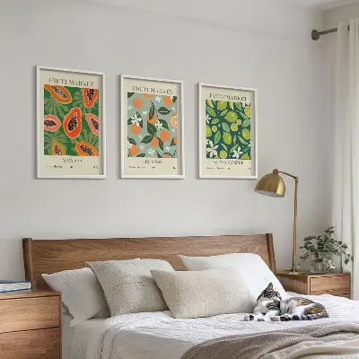 Fotowand vintage posters met fruitmotieven
