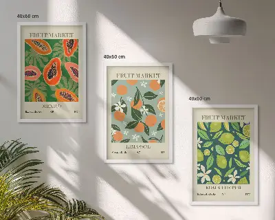 Fotowand vintage posters met fruitmotieven