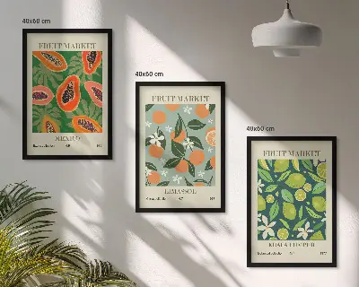 Fotowand vintage posters met fruitmotieven