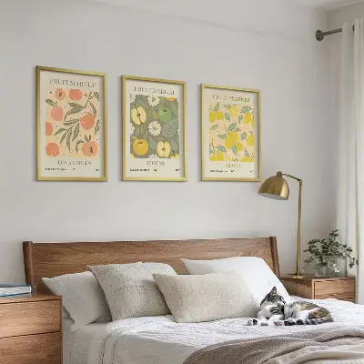 Wanddecoratieset met fruitposters set van schilderijen met retro fruitontwerpen
