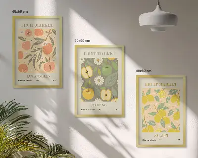 Wanddecoratieset met fruitposters set van schilderijen met retro fruitontwerpen
