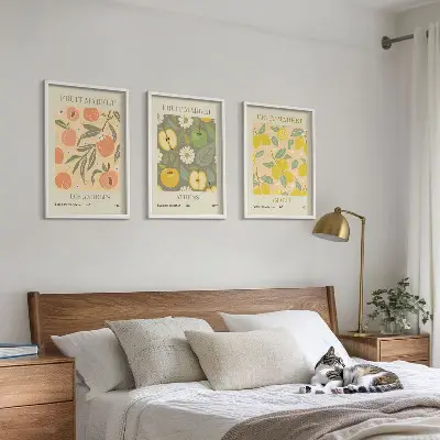 Wanddecoratieset met fruitposters set van schilderijen met retro fruitontwerpen