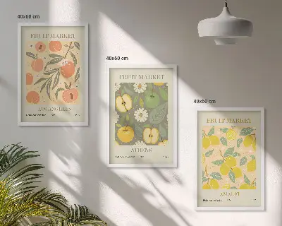 Wanddecoratieset met fruitposters set van schilderijen met retro fruitontwerpen