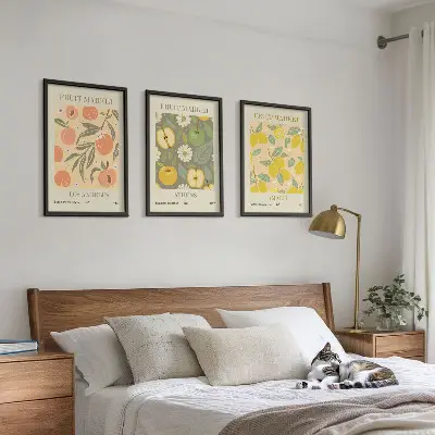 Wanddecoratieset met fruitposters set van schilderijen met retro fruitontwerpen