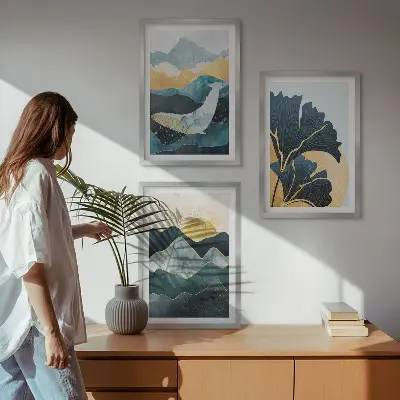 Fotowand met abstracte berglandschappen