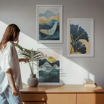 Fotowand met abstracte berglandschappen