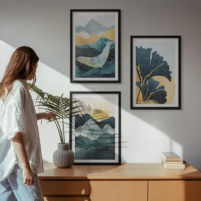 Fotowand met abstracte berglandschappen