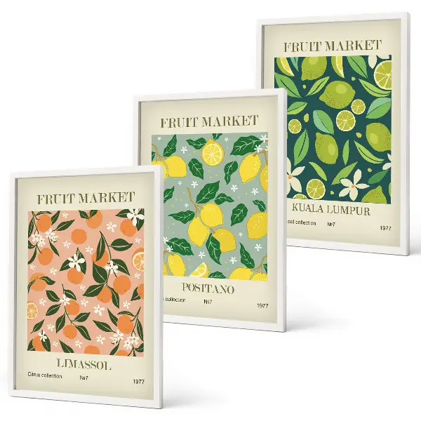 Fotowand met fruit- en bloemenpatroon van citrusvruchten