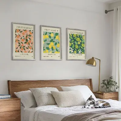 Fotowand met fruit- en bloemenpatroon van citrusvruchten