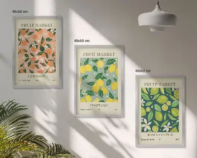 Fotowand met fruit- en bloemenpatroon van citrusvruchten