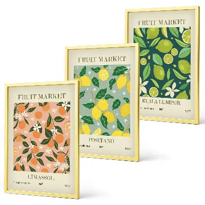 Fotowand met fruit- en bloemenpatroon van citrusvruchten