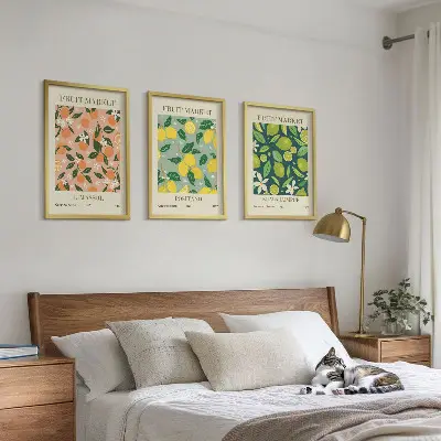 Fotowand met fruit- en bloemenpatroon van citrusvruchten