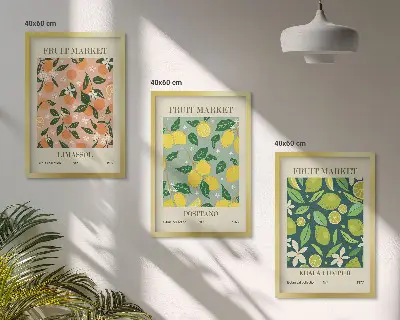 Fotowand met fruit- en bloemenpatroon van citrusvruchten