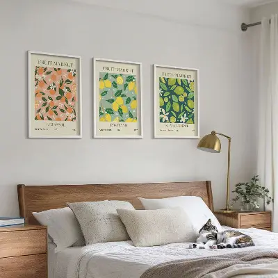 Fotowand met fruit- en bloemenpatroon van citrusvruchten
