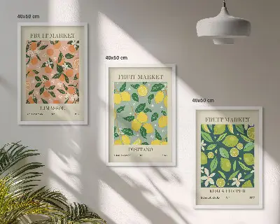 Fotowand met fruit- en bloemenpatroon van citrusvruchten