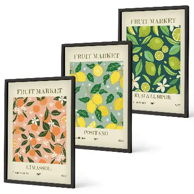 Fotowand met fruit- en bloemenpatroon van citrusvruchten