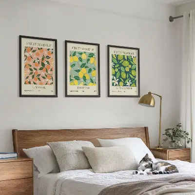Fotowand met fruit- en bloemenpatroon van citrusvruchten
