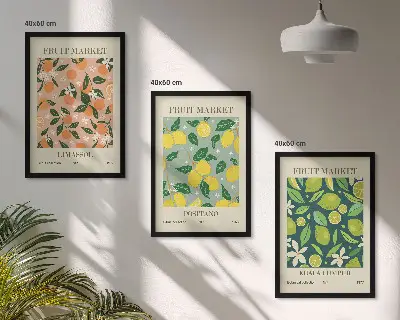 Fotowand met fruit- en bloemenpatroon van citrusvruchten
