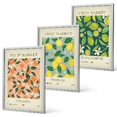 Fotowand met fruit- en bloemenpatroon van citrusvruchten