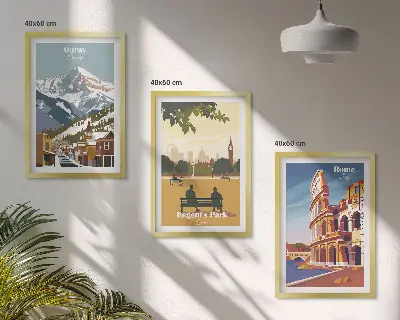 Wanddecoratieset schilderijen met afbeeldingen van de bergen bij Ouray, Londen en het Colosseum