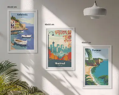 Fotowand met stadsgezichten uit Griekenland, Canada en Australië