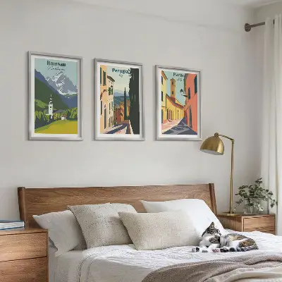 Wanddecoratieset met schilderijen berglandschappen en Italië
