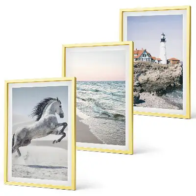 Wanddecoratieset schilderijen met afbeelding van strand, vuurtoren en golven