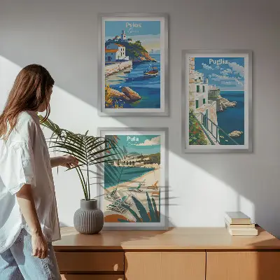 Wanddecoratieset schilderijen kustlandschappen