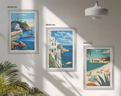 Wanddecoratieset schilderijen kustlandschappen