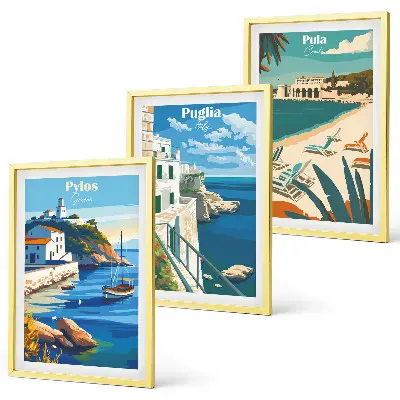 Wanddecoratieset schilderijen kustlandschappen