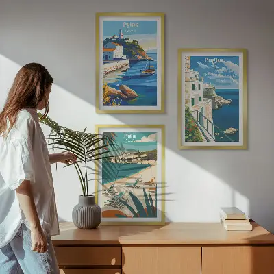 Wanddecoratieset schilderijen kustlandschappen