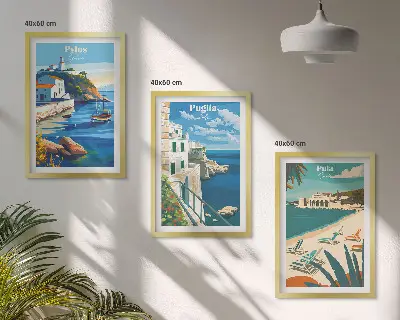 Wanddecoratieset schilderijen kustlandschappen
